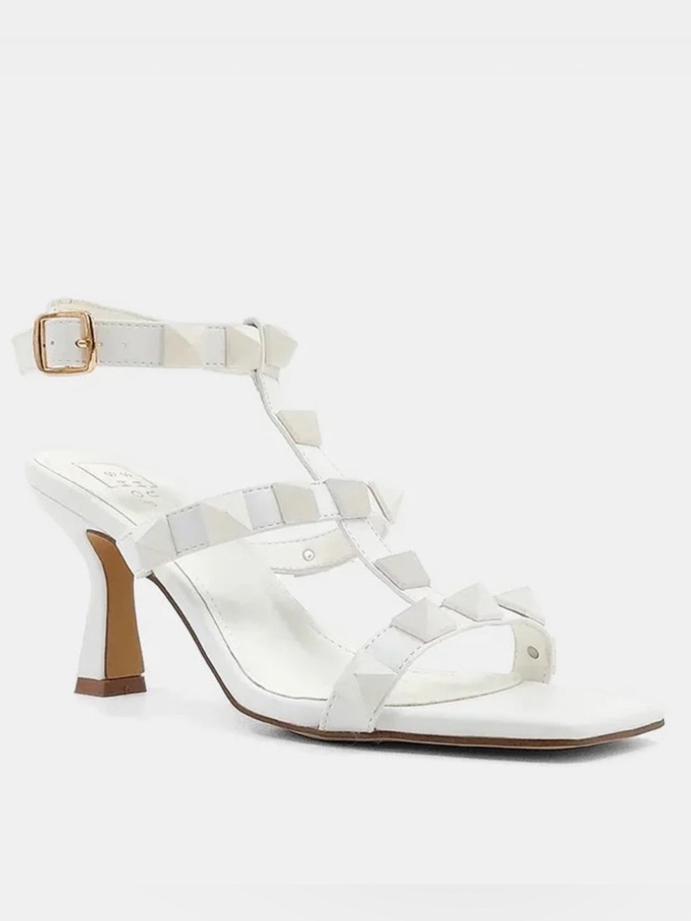 NIB Vici ShuShop Kiley Haley White Studded Kitten Heels Sandals Sz 8.5 Summer